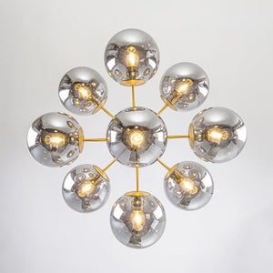 LightFixturesUSA - Glam Dark Pearl Smoked Glass Globe Bubble Sputnik Chandelier - Chandelier - Brass - 