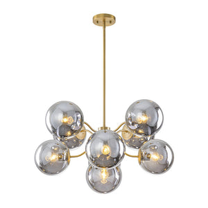LightFixturesUSA - Glam Dark Pearl Smoked Glass Globe Bubble Sputnik Chandelier - Chandelier - Brass - 