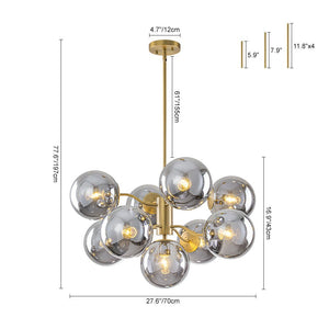 LightFixturesUSA - Glam Dark Pearl Smoked Glass Globe Bubble Sputnik Chandelier - Chandelier - Brass - 