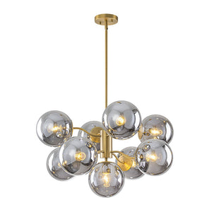 LightFixturesUSA - Glam Dark Pearl Smoked Glass Globe Bubble Sputnik Chandelier - Chandelier - Brass - 
