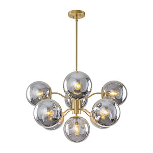 LightFixturesUSA - Glam Dark Pearl Smoked Glass Globe Bubble Sputnik Chandelier - Chandelier - Brass - 