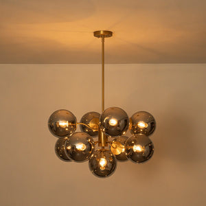 LightFixturesUSA - Glam Dark Pearl Smoked Glass Globe Bubble Sputnik Chandelier - Chandelier - Brass - 