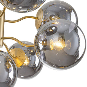LightFixturesUSA - Glam Dark Pearl Smoked Glass Globe Bubble Sputnik Chandelier - Chandelier - Brass - 
