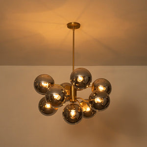 LightFixturesUSA - Glam Dark Pearl Smoked Glass Globe Bubble Sputnik Chandelier - Chandelier - Brass - 