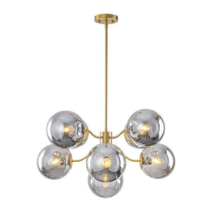 LightFixturesUSA - Glam Dark Pearl Smoked Glass Globe Bubble Sputnik Chandelier - Chandelier - Brass - 