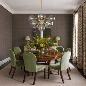 LightFixturesUSA - Glam Dark Pearl Smoked Glass Globe Bubble Sputnik Chandelier - Chandelier - Brass - 