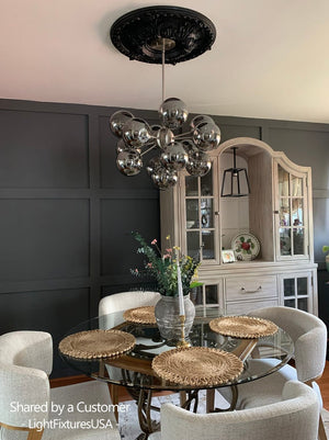LightFixturesUSA - Glam Dark Pearl Sputnik Smoked Glass Bubble Chandelier Light Fixture - Chandelier - Brass - 