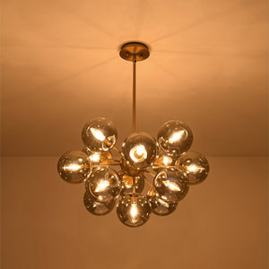 LightFixturesUSA - Glam Dark Pearl Sputnik Smoked Glass Bubble Chandelier Light Fixture - Chandelier - Brass - 