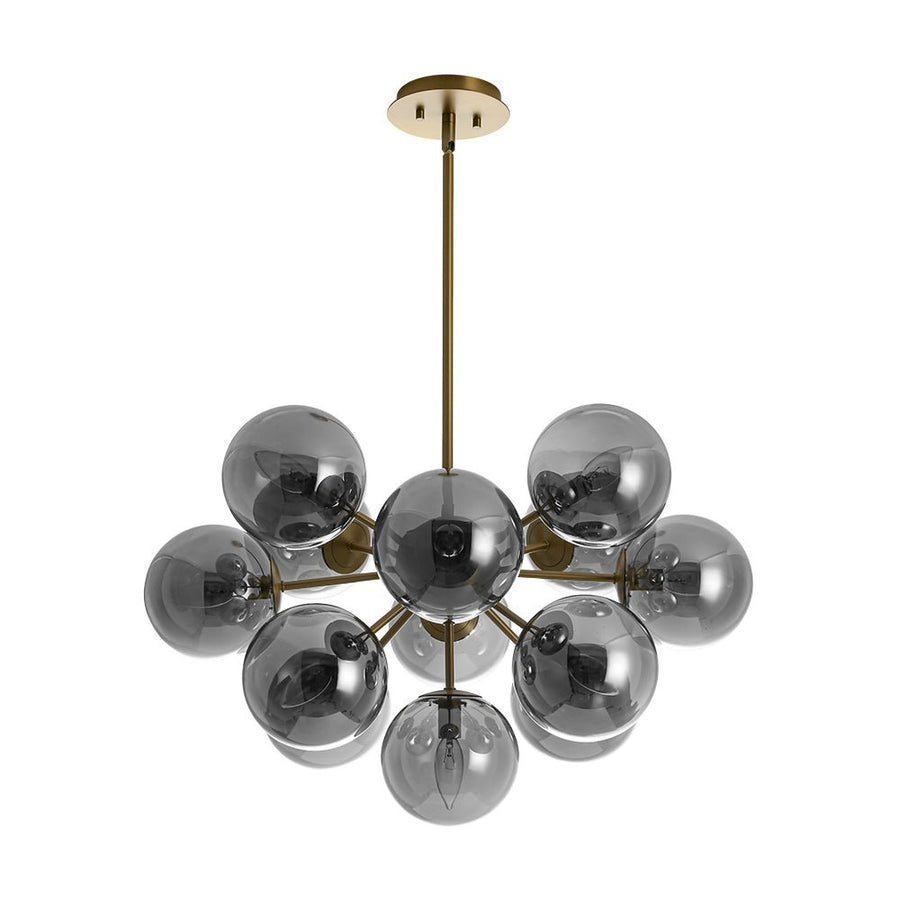 LightFixturesUSA - Glam Dark Pearl Sputnik Smoked Glass Bubble Chandelier Light Fixture - Chandelier - Brass - 