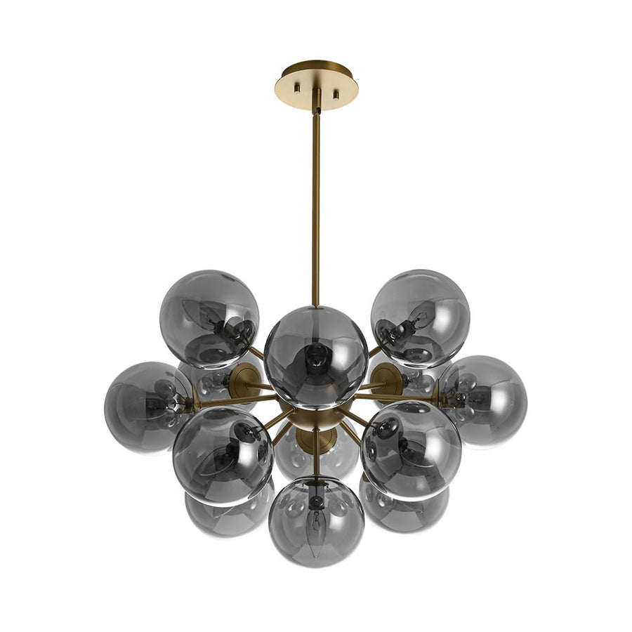 LightFixturesUSA - Glam Dark Pearl Sputnik Smoked Glass Bubble Chandelier Light Fixture - Chandelier - Brass - 