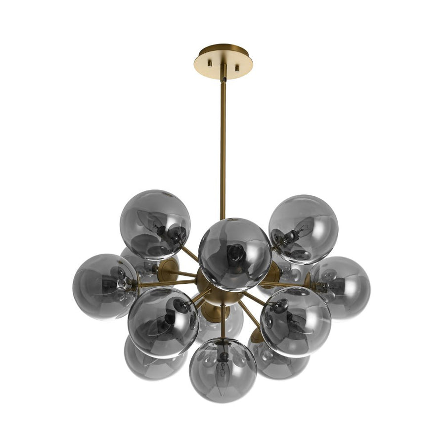 LightFixturesUSA - Glam Dark Pearl Sputnik Smoked Glass Bubble Chandelier Light Fixture - Chandelier - Brass - 