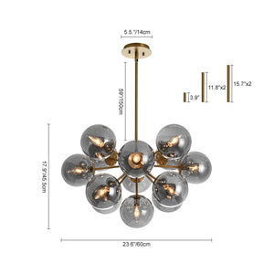 LightFixturesUSA - Glam Dark Pearl Sputnik Smoked Glass Bubble Chandelier Light Fixture - Chandelier - Brass - 