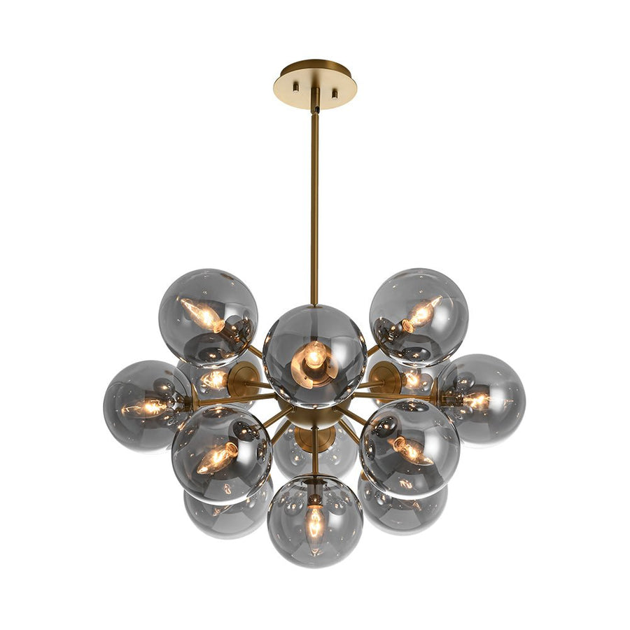 LightFixturesUSA - Glam Dark Pearl Sputnik Smoked Glass Bubble Chandelier Light Fixture - Chandelier - Brass - 