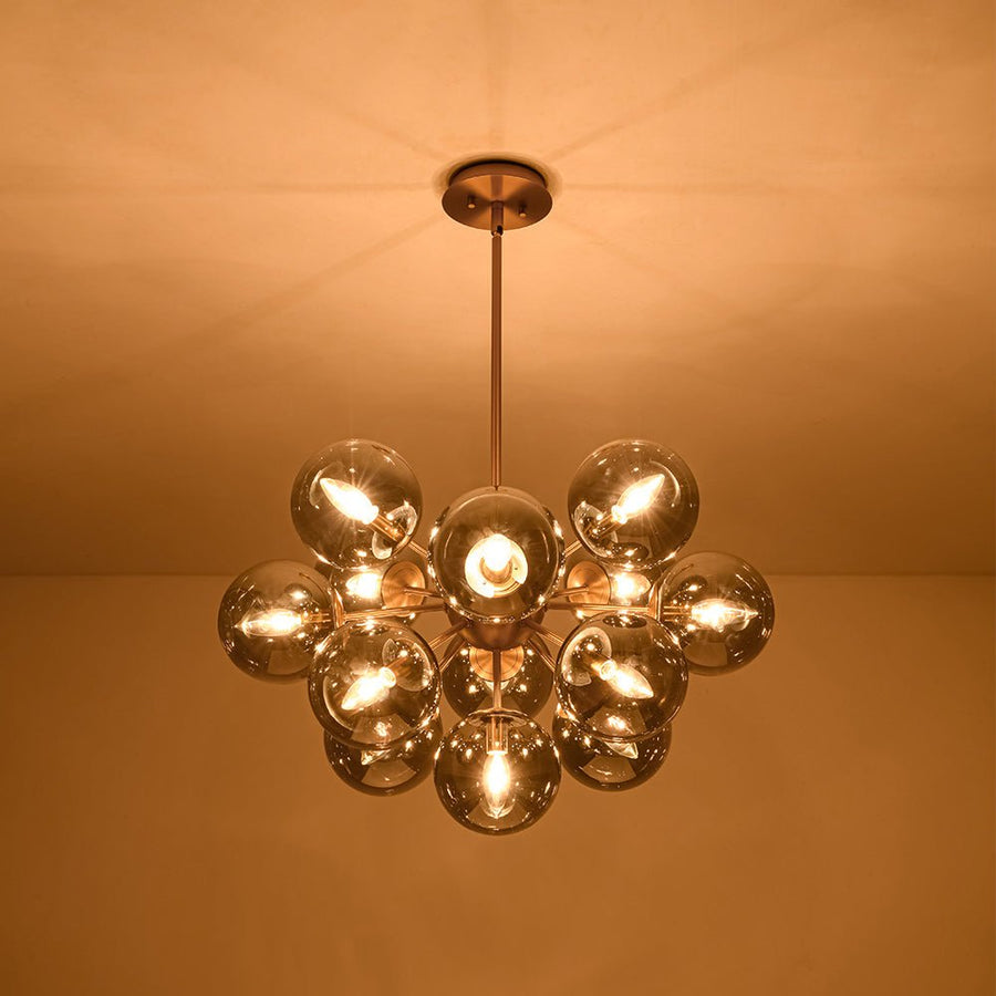 LightFixturesUSA - Glam Dark Pearl Sputnik Smoked Glass Bubble Chandelier Light Fixture - Chandelier - Brass - 