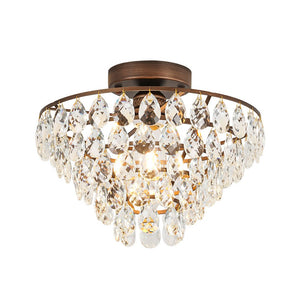 LightFixturesUSA - Glam Faceted Crystal Round Tiered Semi Flush Mount Light - Ceiling Light - Oil - Rubbed Bronze - 