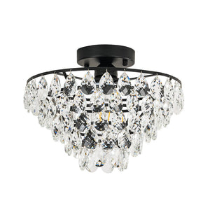 LightFixturesUSA - Glam Faceted Crystal Round Tiered Semi Flush Mount Light - Ceiling Light - Oil - Rubbed Bronze - 