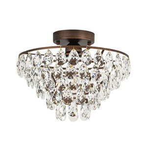 LightFixturesUSA - Glam Faceted Crystal Round Tiered Semi Flush Mount Light - Ceiling Light - Oil - Rubbed Bronze - 