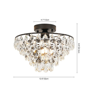 LightFixturesUSA - Glam Faceted Crystal Round Tiered Semi Flush Mount Light - Ceiling Light - Oil - Rubbed Bronze - 