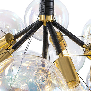LightFixturesUSA - Glam Iridescent Glass Cluster Bubble Semi Flush Chandelier - Chandelier - Black+Brass (Pre - Order & Arrive in 2 Weeks) - 