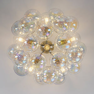 LightFixturesUSA - Glam Iridescent Glass Cluster Bubble Semi Flush Chandelier - Chandelier - Black+Brass (Pre - Order & Arrive in 2 Weeks) - 
