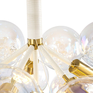 LightFixturesUSA - Glam Iridescent Glass Cluster Bubble Semi Flush Chandelier - Chandelier - White+Brass (Pre - Order & Arrive in 2 Weeks) - 
