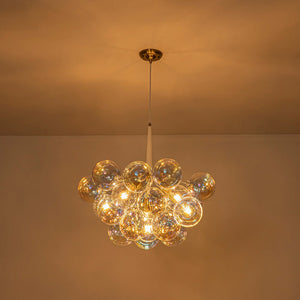 LightFixturesUSA - Glam Iridescent Glass Globe Cluster Bubble Chandelier - Chandelier - White+Brass (Pre - Order) - 