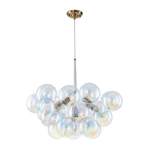 LightFixturesUSA - Glam Iridescent Glass Globe Cluster Bubble Chandelier - Chandelier - White+Brass (Pre - Order) - 
