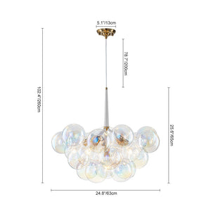 LightFixturesUSA - Glam Iridescent Glass Globe Cluster Bubble Chandelier - Chandelier - White+Brass (Pre - Order) - 