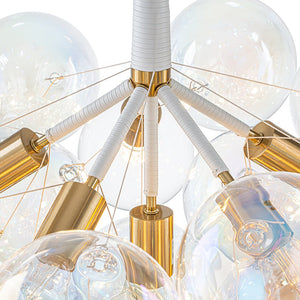 LightFixturesUSA - Glam Iridescent Glass Globe Cluster Bubble Chandelier - Chandelier - White+Brass (Pre - Order) - 