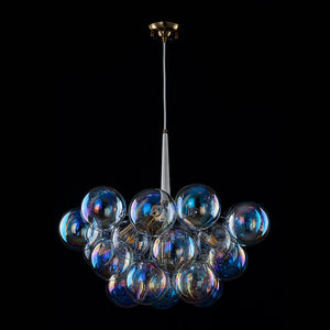 LightFixturesUSA - Glam Iridescent Glass Globe Cluster Bubble Chandelier - Chandelier - White+Brass (Pre - Order) - 