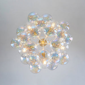 LightFixturesUSA - Glam Iridescent Glass Globe Cluster Bubble Chandelier - Chandelier - White+Brass (Pre - Order) - 
