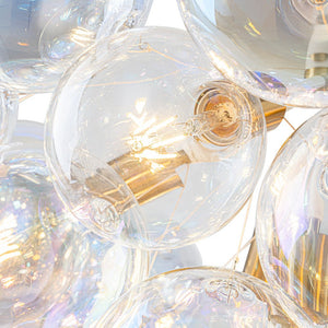 LightFixturesUSA - Glam Iridescent Glass Globe Cluster Bubble Chandelier - Chandelier - White+Brass (Pre - Order) - 