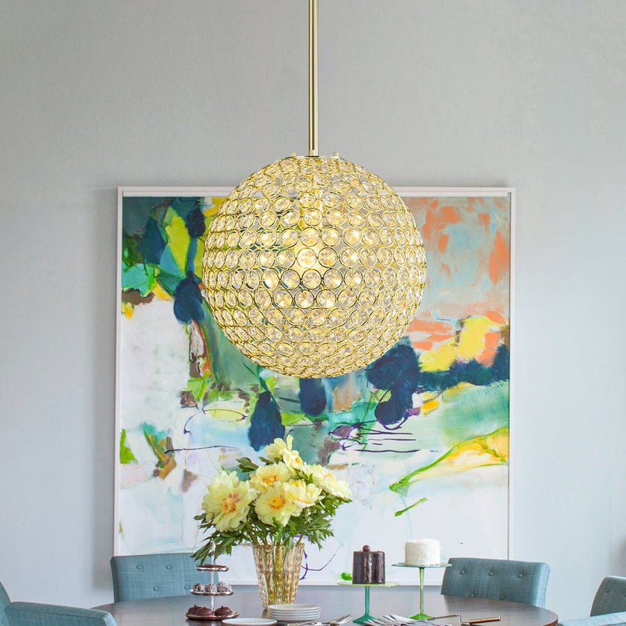 LightFixturesUSA - Glam Jewel Polished Gold Crystal Globe Chandelier - Chandelier - Gold - 