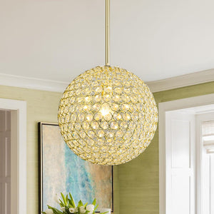 LightFixturesUSA - Glam Jewel Polished Gold Crystal Globe Chandelier - Chandelier - Gold - 