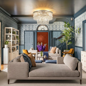 LightFixturesUSA - Glam Luxe 2 - Tier Crystal Round Semi Flush Mount Light - Ceiling Light - 15.7 in - 