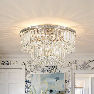 LightFixturesUSA - Glam Luxe 2 - Tier Crystal Round Semi Flush Mount Light - Ceiling Light - 15.7 in - 