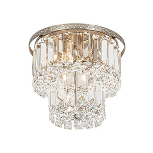 LightFixturesUSA - Glam Luxe 2 - Tier Crystal Round Semi Flush Mount Light - Ceiling Light - 9.8 in - 