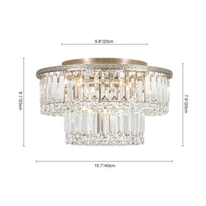 LightFixturesUSA - Glam Luxe 2 - Tier Crystal Round Semi Flush Mount Light - Ceiling Light - 9.8 in - 