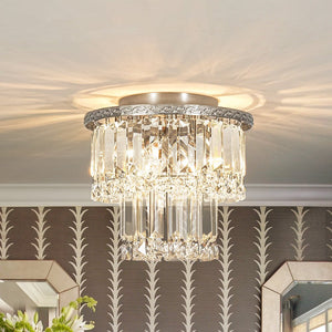 LightFixturesUSA - Glam Luxe 2 - Tier Crystal Round Semi Flush Mount Light - Ceiling Light - 9.8 in - 