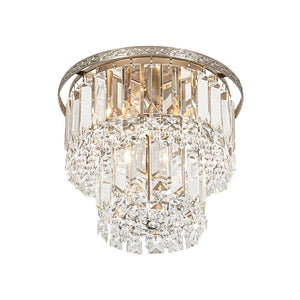 LightFixturesUSA - Glam Luxe 2 - Tier Crystal Round Semi Flush Mount Light - Ceiling Light - 9.8 in - 