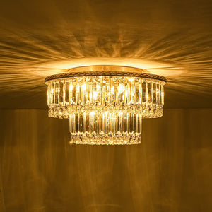 LightFixturesUSA - Glam Luxe 2 - Tier Crystal Round Semi Flush Mount Light - Ceiling Light - 9.8 in - 