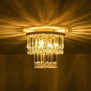 LightFixturesUSA - Glam Luxe 2 - Tier Crystal Round Semi Flush Mount Light - Ceiling Light - 9.8 in - 