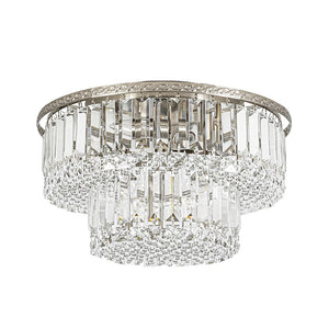 LightFixturesUSA - Glam Luxe 2 - Tier Crystal Round Semi Flush Mount Light - Ceiling Light - 9.8 in - 