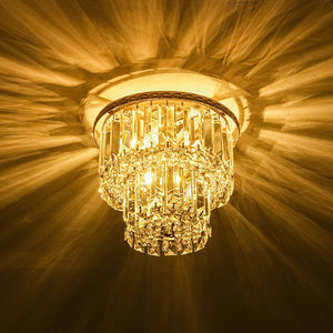 LightFixturesUSA - Glam Luxe 2 - Tier Crystal Round Semi Flush Mount Light - Ceiling Light - 9.8 in - 