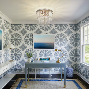 LightFixturesUSA - Glam Luxe 2 - Tier Crystal Round Semi Flush Mount Light - Ceiling Light - 9.8 in - 