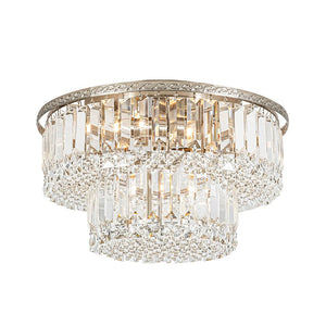 LightFixturesUSA - Glam Luxe 2 - Tier Crystal Round Semi Flush Mount Light - Ceiling Light - 9.8 in - 