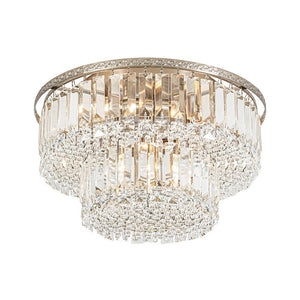 LightFixturesUSA - Glam Luxe 2 - Tier Crystal Round Semi Flush Mount Light - Ceiling Light - 9.8 in - 