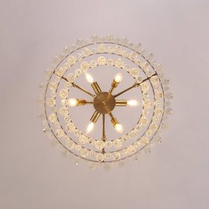 LightFixturesUSA - Glam Luxe Brass Tiered Crystal Raindrop Round Chandelier - Chandelier - Brass - 