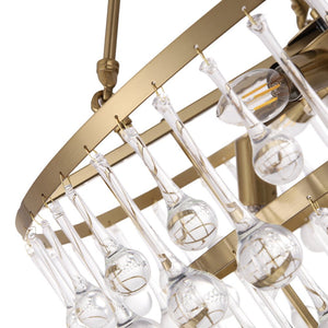 LightFixturesUSA - Glam Luxe Brass Tiered Crystal Raindrop Round Chandelier - Chandelier - Brass - 