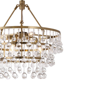 LightFixturesUSA - Glam Luxe Brass Tiered Crystal Raindrop Round Chandelier - Chandelier - Brass - 